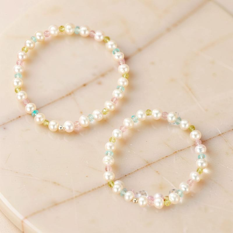 ATELIER-TIBET – Bracelet Perle, Péridot, Topaze et Améthyste – Reflet Envoûtant