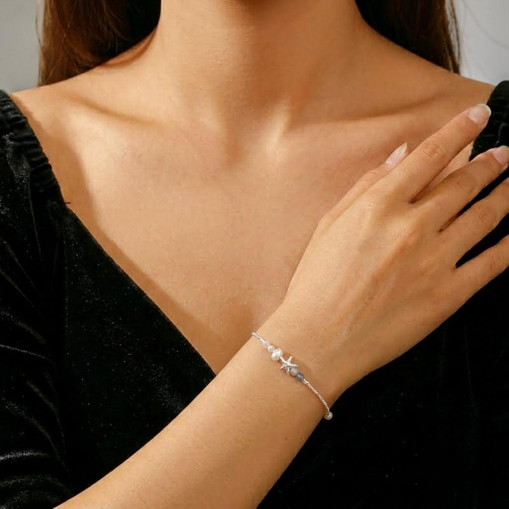 ATELIER-TIBET – Bracelet Aigue-Marine – Vol Marin, Argent S925