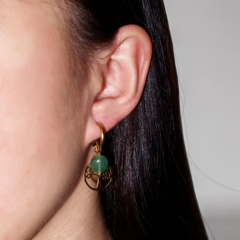 ATELIER-TIBET – Boucles d'Oreilles Pierres Naturelles et Arbre de Vie – Vie Sereine