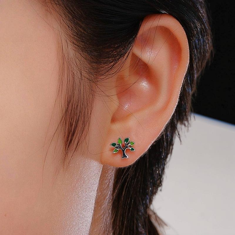 ATELIER-TIBET – Boucles d'Oreilles Arbre de Vie – Énergie de Vie, Argent