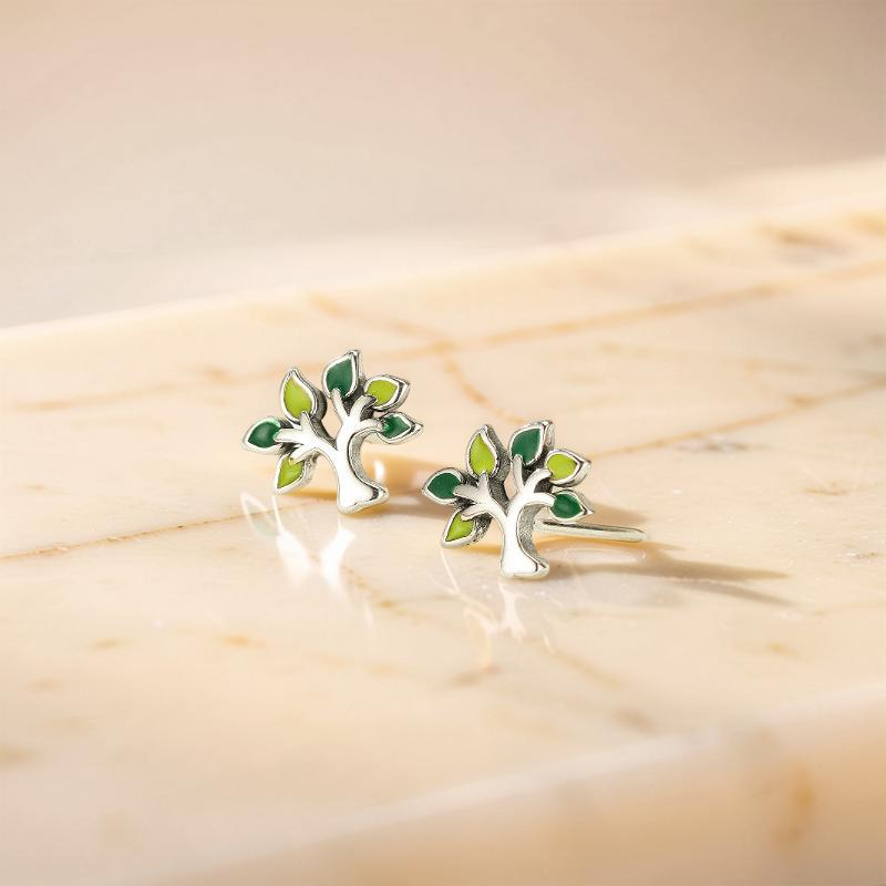 ATELIER-TIBET – Boucles d'Oreilles Arbre de Vie – Énergie de Vie, Argent