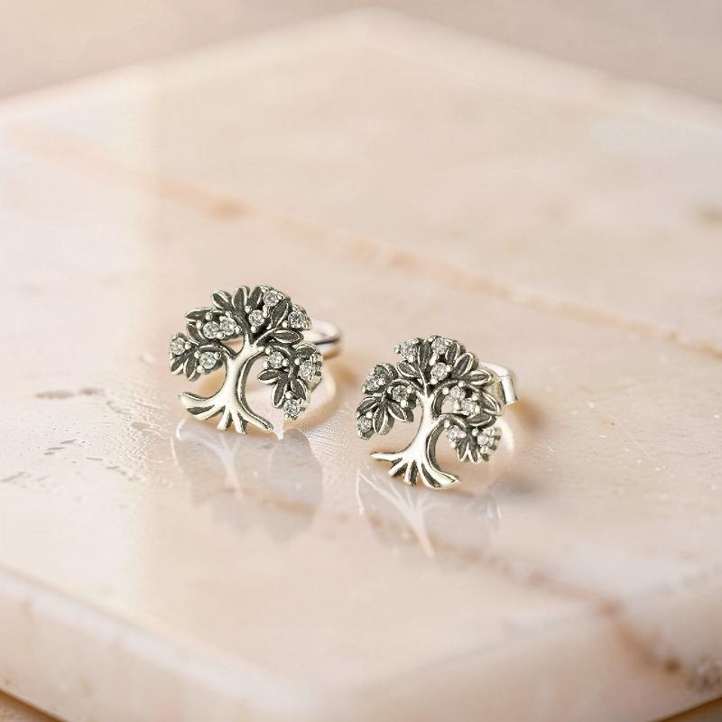 ATELIER-TIBET – Boucles d'Oreilles Arbre de Vie – Essence de Nature, Argent 925