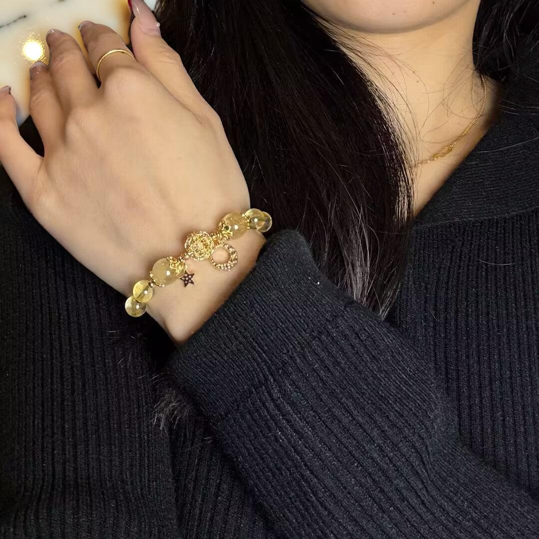 ATELIER-TIBET – Bracelet Citrine Lune et Étoile – Nuit de Rêveur