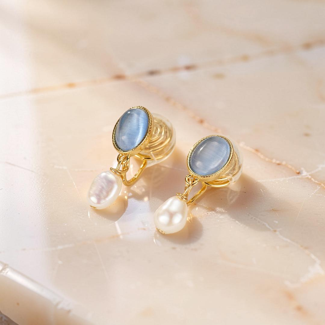ATELIER-TIBET – Boucles d’Oreilles Perle – Lueur d’Aurore