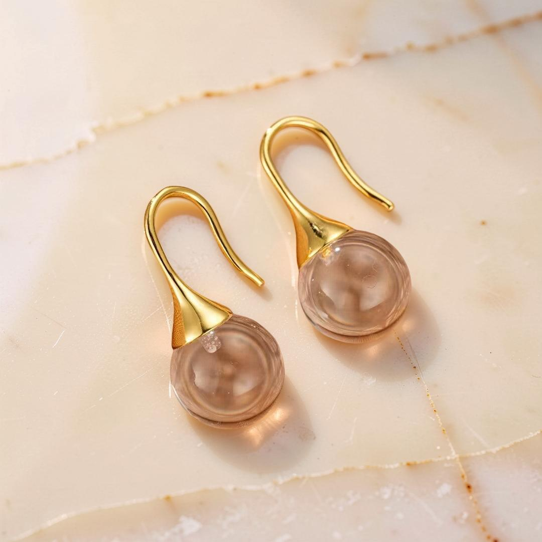 ATELIER-TIBET – Boucles d'Oreilles Cristal de Roche – Lumière Pure, Argent
