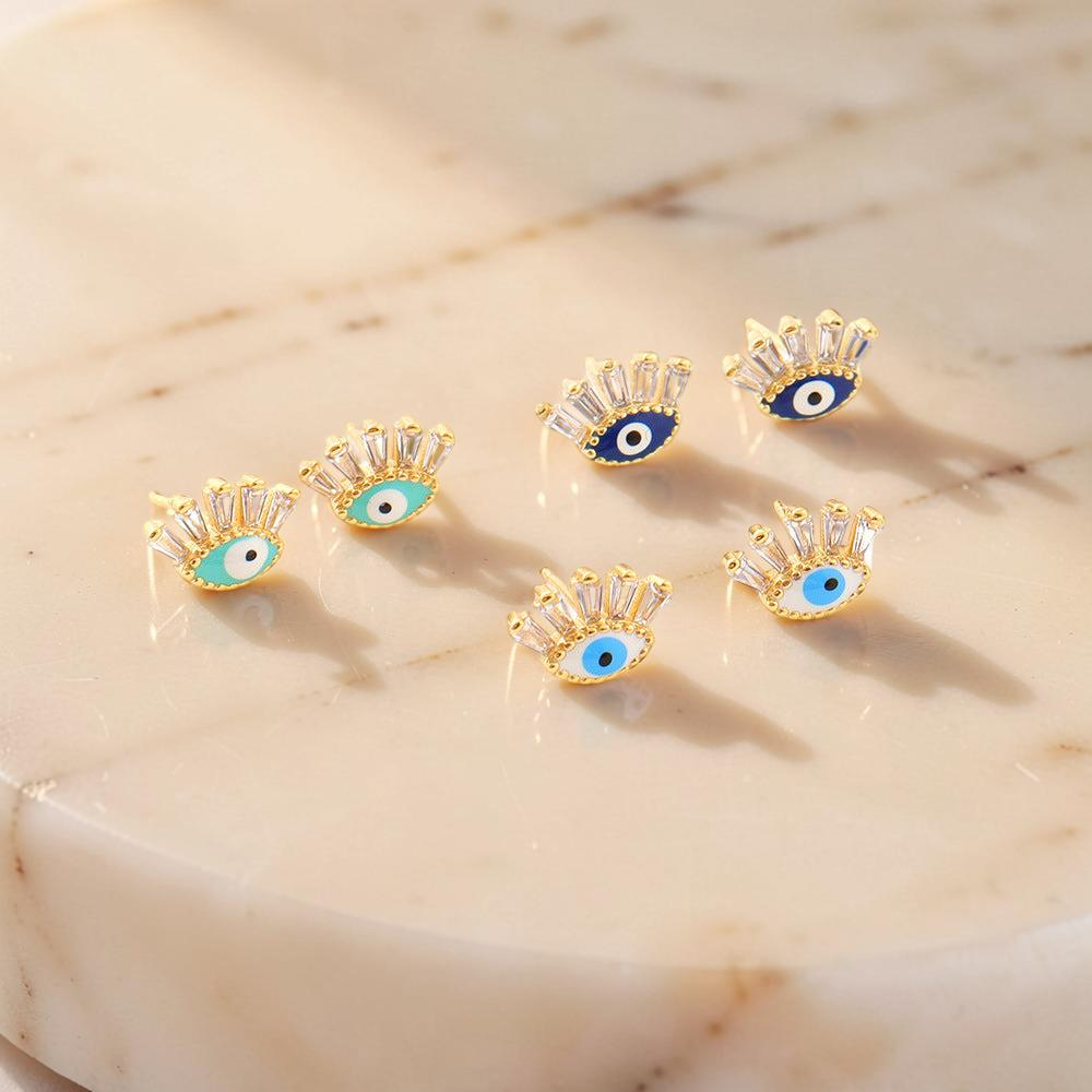 ATELIER-TIBET – Boucle d’oreille Mauvais Œil Regard en Cristal