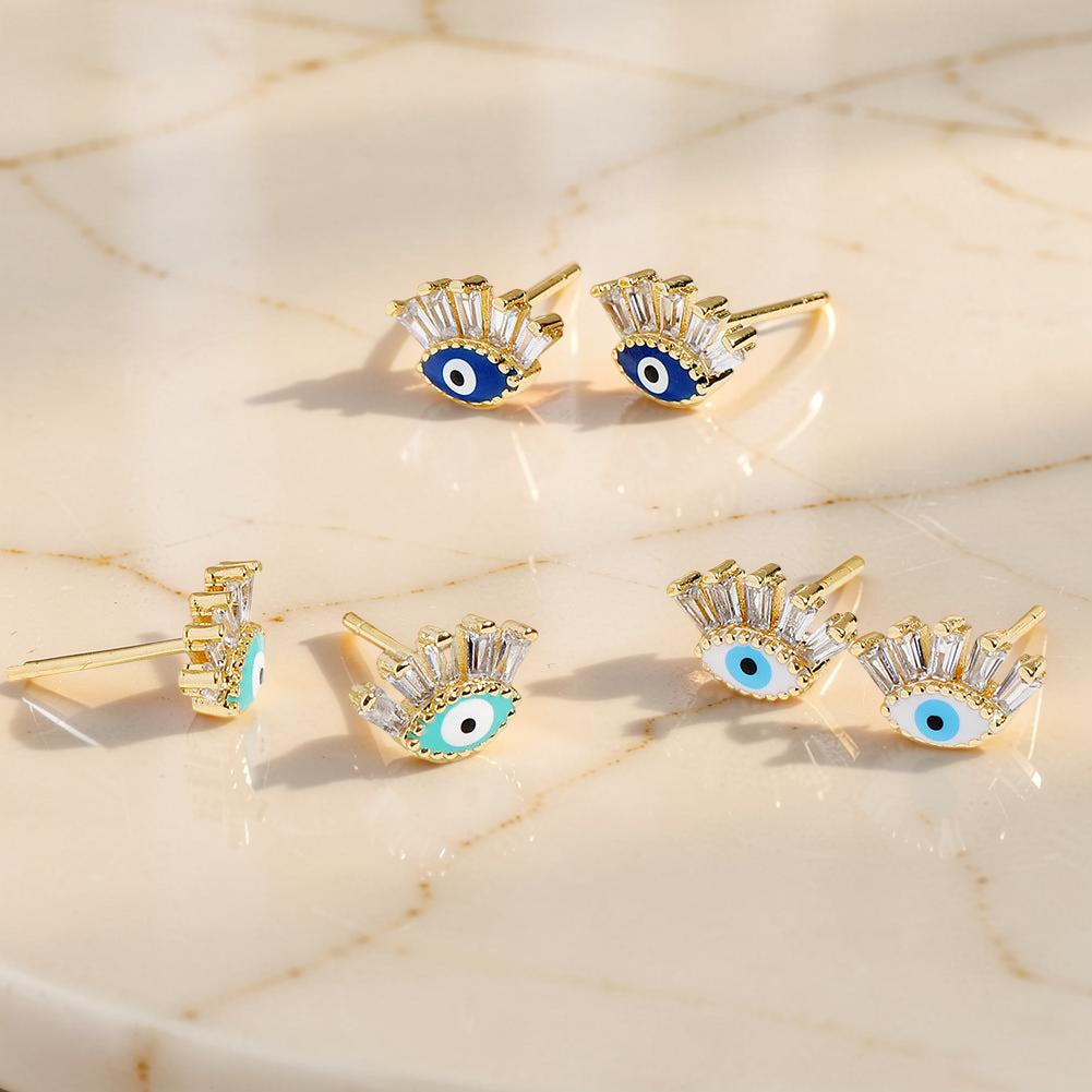 ATELIER-TIBET – Boucle d’oreille Mauvais Œil Regard en Cristal