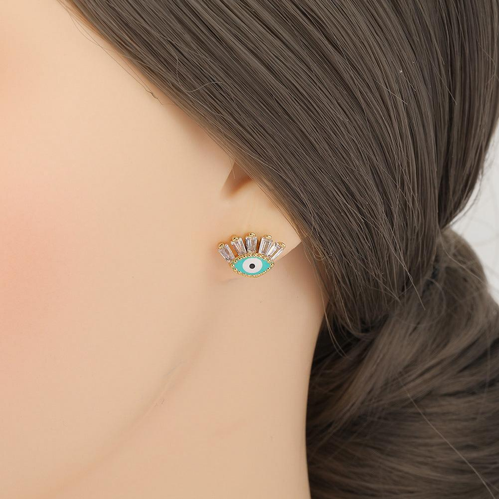ATELIER-TIBET – Boucle d’oreille Mauvais Œil Regard en Cristal