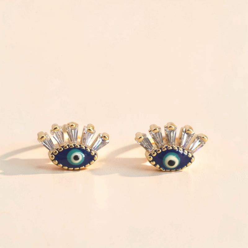 ATELIER-TIBET – Boucle d’oreille Mauvais Œil Regard en Cristal