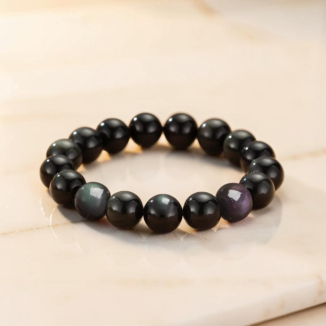 ATELIER-TIBET – Bracelet Obsidienne Arc-en-Ciel – Énergie Subtile