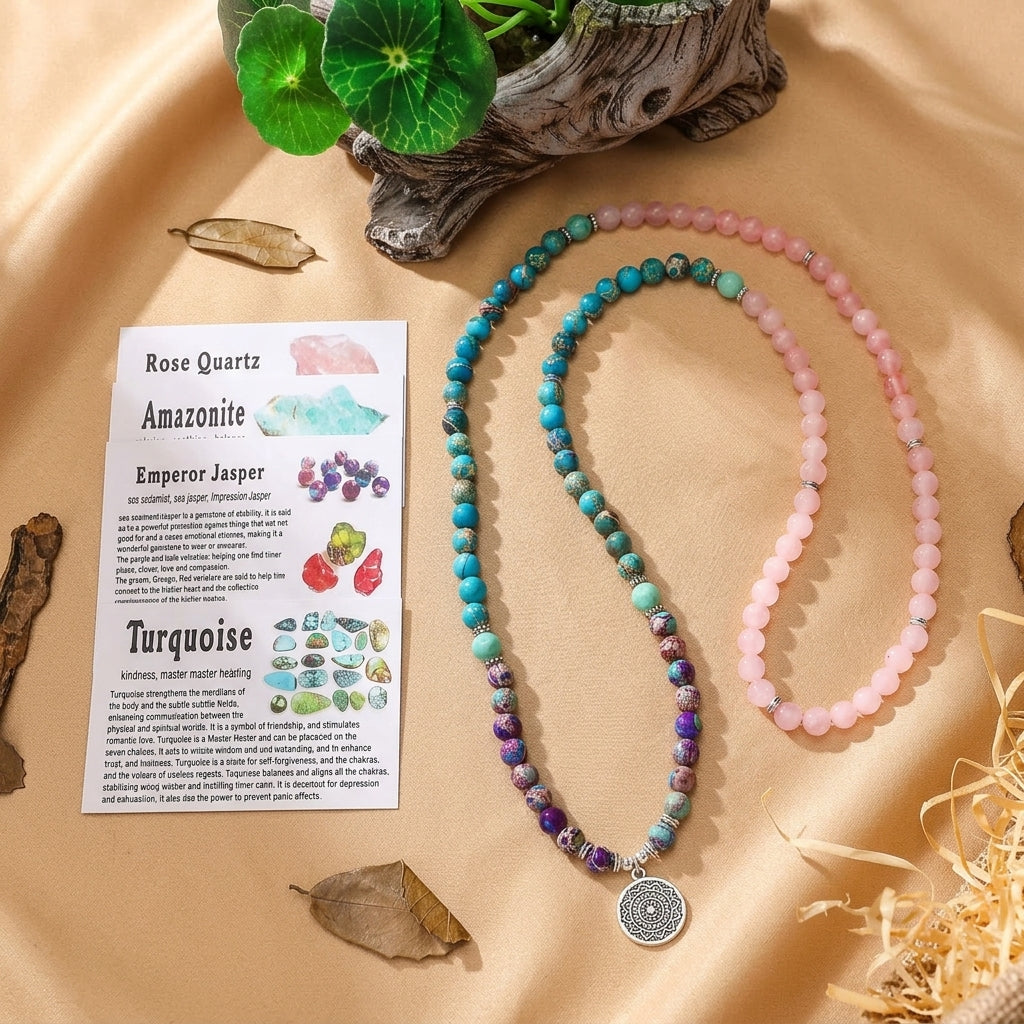 ATELIER-TIBET – Mâlâ 108 Pierres Naturelles - Rosé