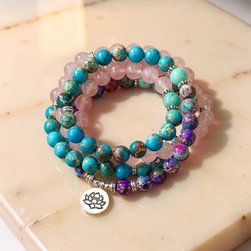 ATELIER-TIBET – Mâlâ 108 Pierres Naturelles - Rosé