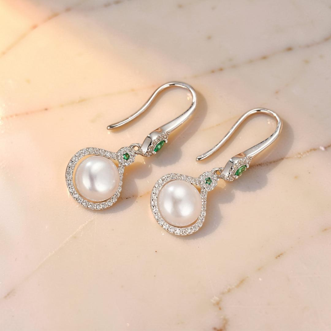ATELIER-TIBET – Boucles d’Oreilles Perle – Elegancia, Argent 925