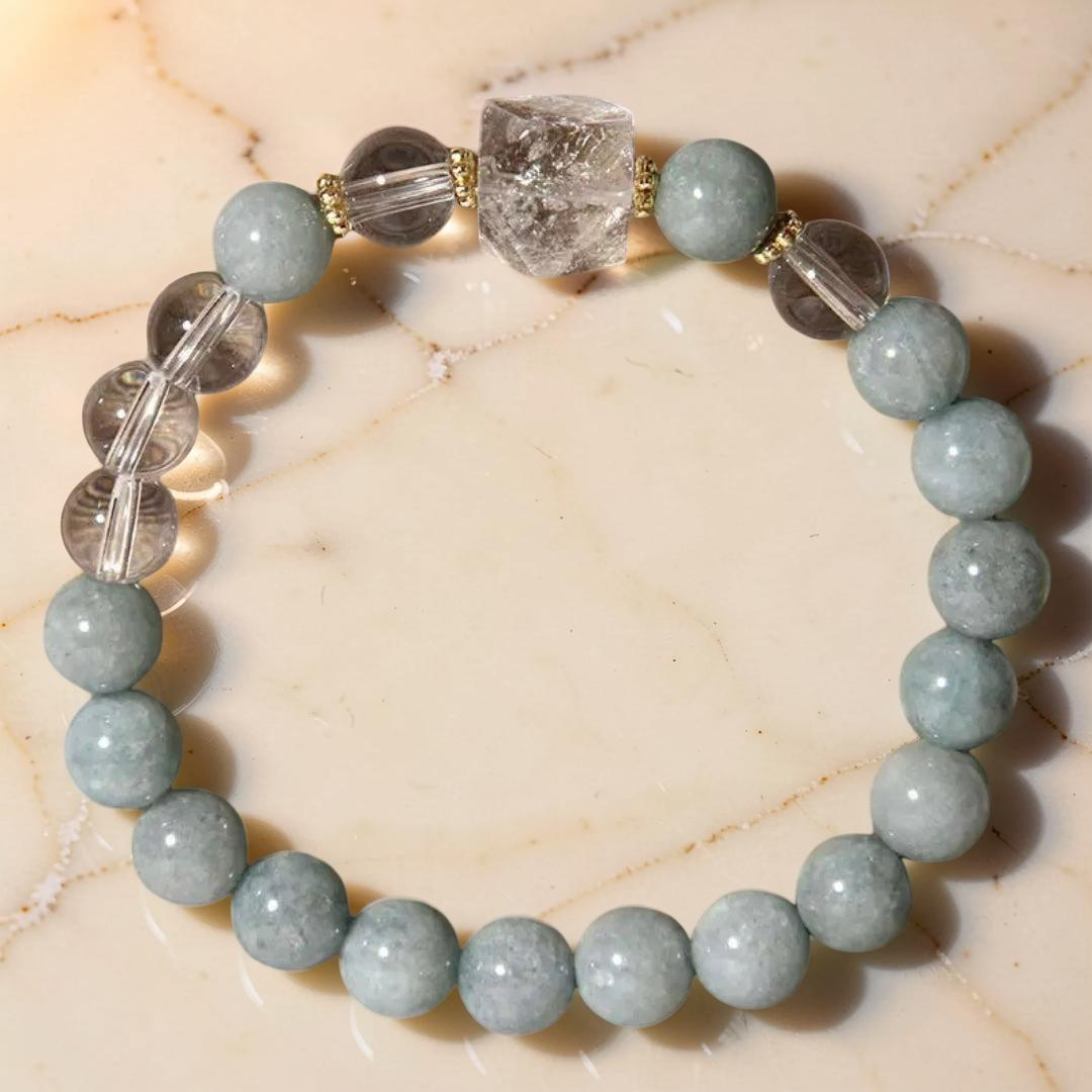 ATELIER-TIBET – Bracelet Jade et Cristal de Roche – Clarté Céleste
