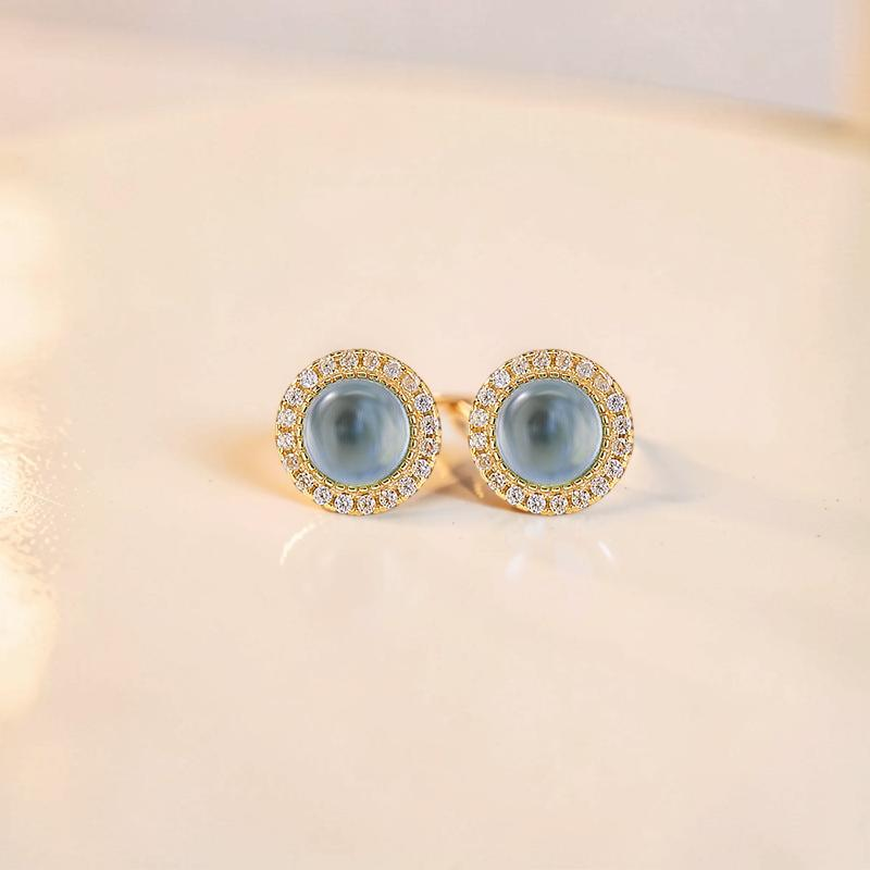 ATELIER-TIBET – Boucles d'oreilles Aigue marine – Éclat Céleste, Argent Plaqué Or