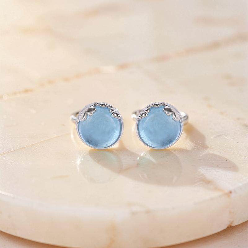 ATELIER-TIBET – Boucles d'oreilles Aigue marine – Océan Serein, Argent