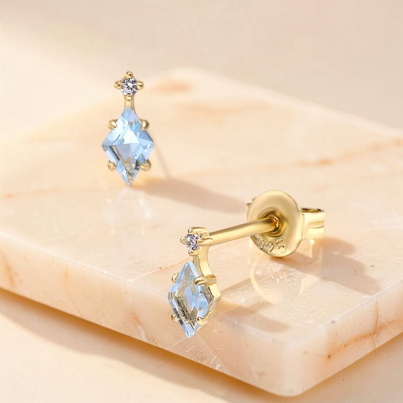 ATELIER-TIBET – Boucles d'Oreilles Topaze – Clarté Céleste, Argent Plaqué Or 14K