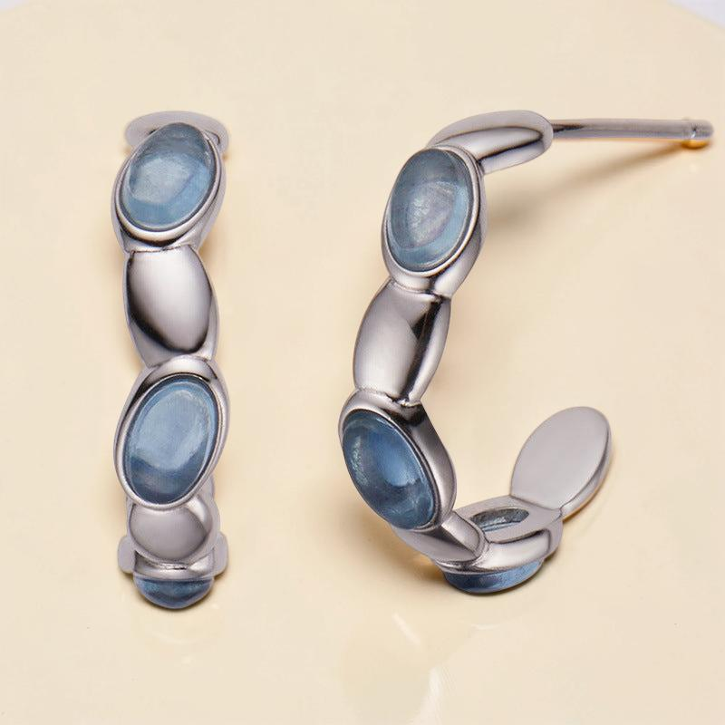 ATELIER-TIBET – Boucles d'oreilles Aigue marine – Reflets Océan, Argent