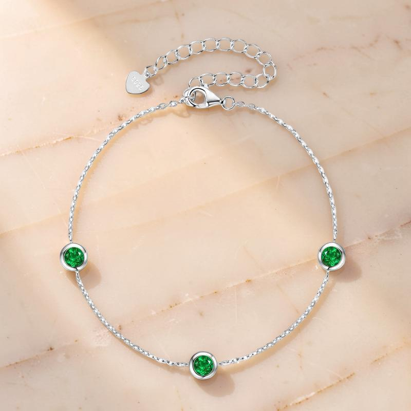 ATELIER-TIBET – Bracelet Émeraude – Éclat de Printemps, Argent