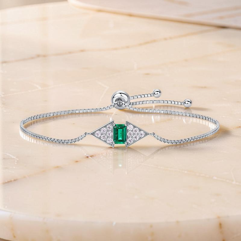 ATELIER-TIBET – Bracelet Émeraude – Brillance Royale, Argent 925
