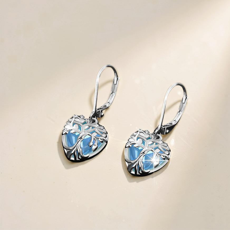 ATELIER-TIBET – Boucles d'Oreilles Pierre de Lune – Arbre Céleste, Argent S925
