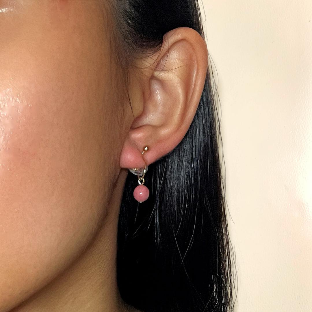 ATELIER-TIBET – Boucles d’Oreilles Rhodonite – Éclat Doux