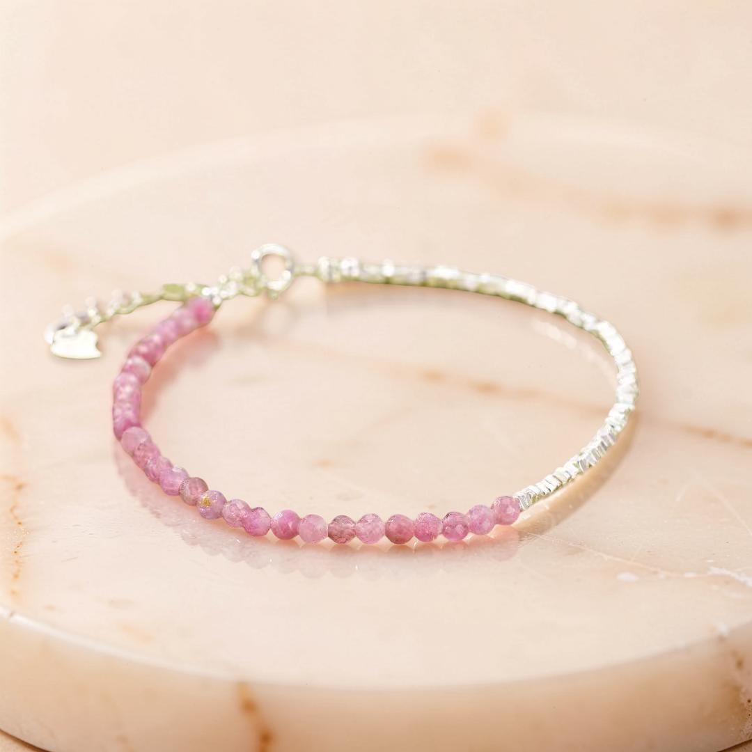 ATELIER-TIBET – Bracelet Tourmaline – Rose Intuitive, Argent