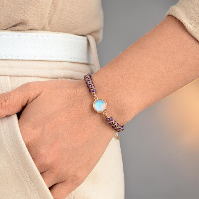 ATELIER-TIBET – Bracelet Améthyste et Opale – Création Divine
