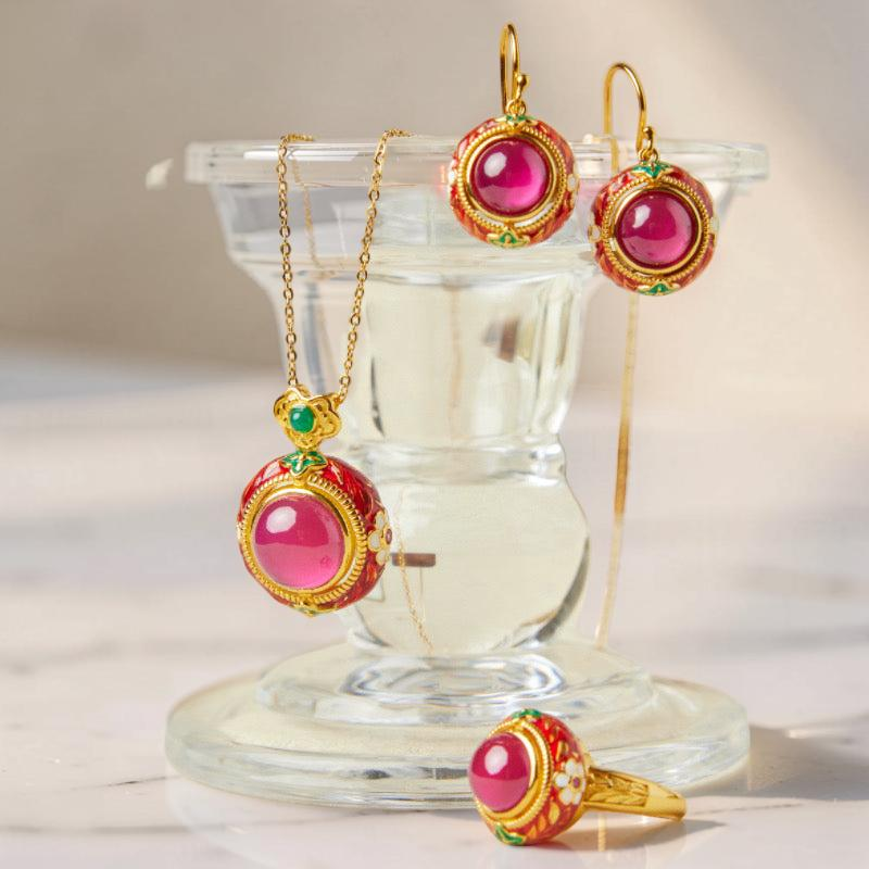 ATELIER-TIBET – Boucles d'Oreilles Cornaline – Énergie Florale, Argent Plaqué Or