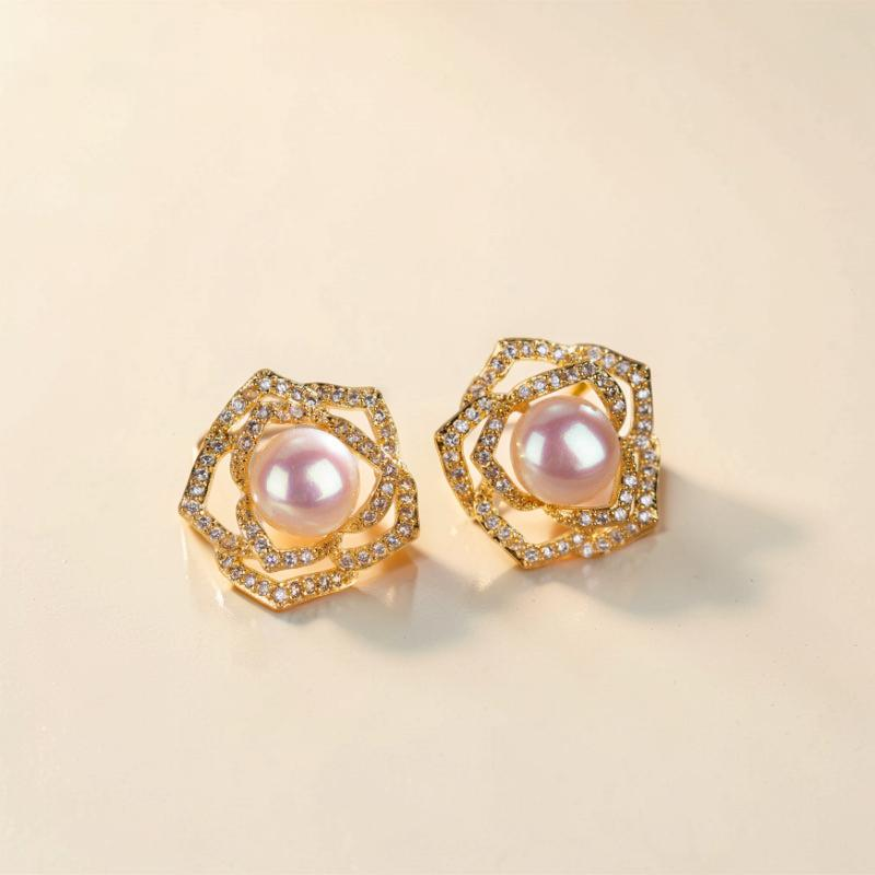 ATELIER-TIBET – Boucles d'Oreilles Perle – Rose de Promesse
