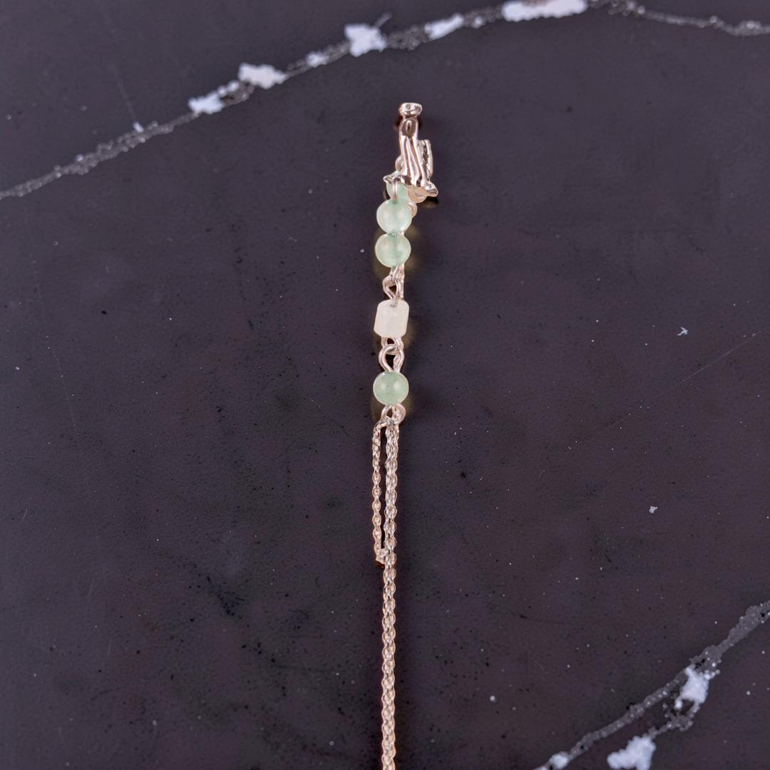 ATELIER-TIBET – Boucle d'Oreille Aventurine – Force du Bambou, Argent