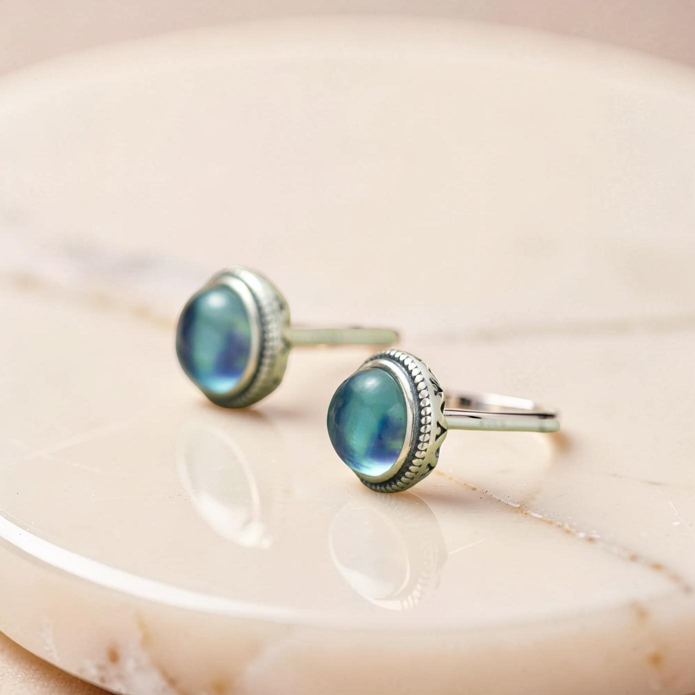 ATELIER-TIBET – Boucles d'Oreilles Aigue Marine – Azur Élégance, Argent