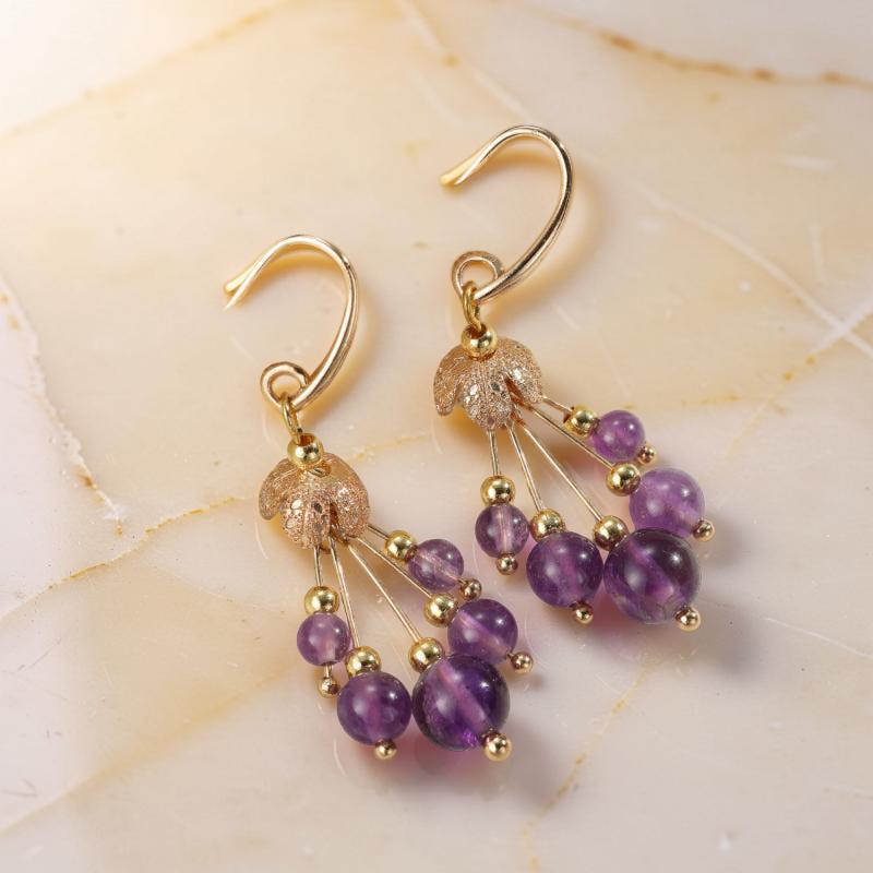 ATELIER-TIBET – Boucles d'Oreilles Améthyste – Floraison Tendrille