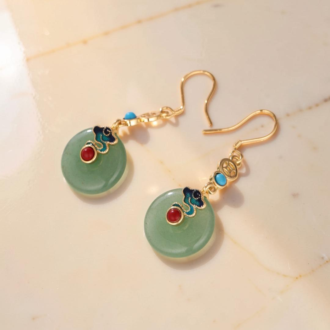 ATELIER-TIBET – Boucles d'Oreilles Aventurine – Nuage Céleste