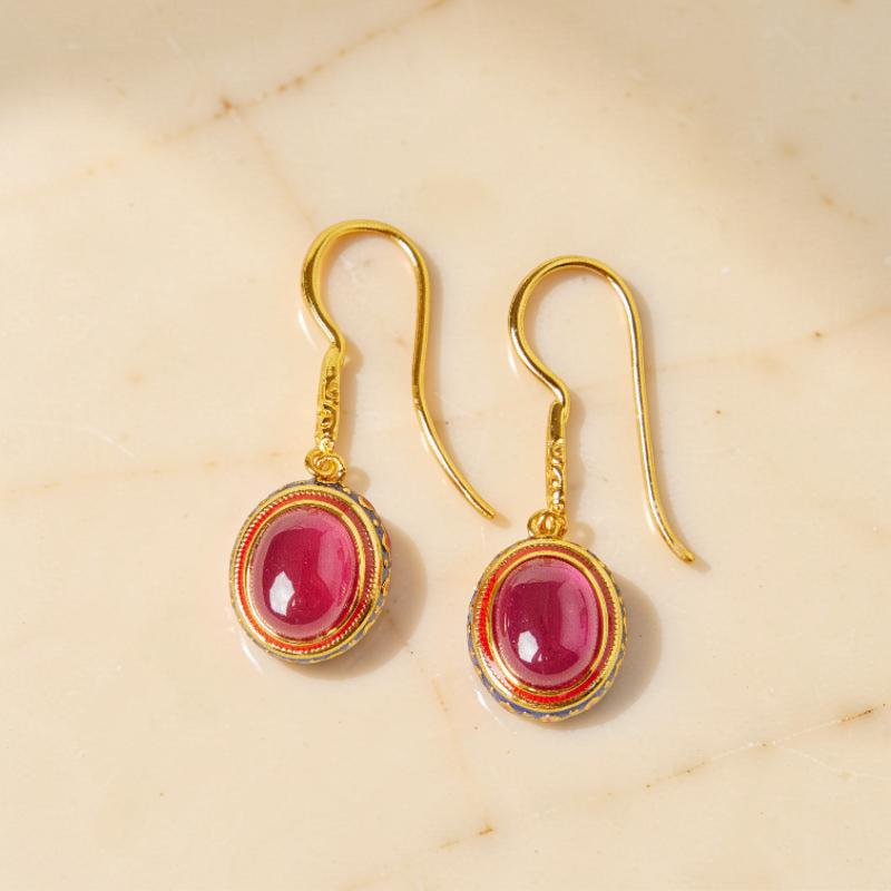 ATELIER-TIBET – Boucles d'Oreilles Cornaline – Abondance, Argent Plaqué Or