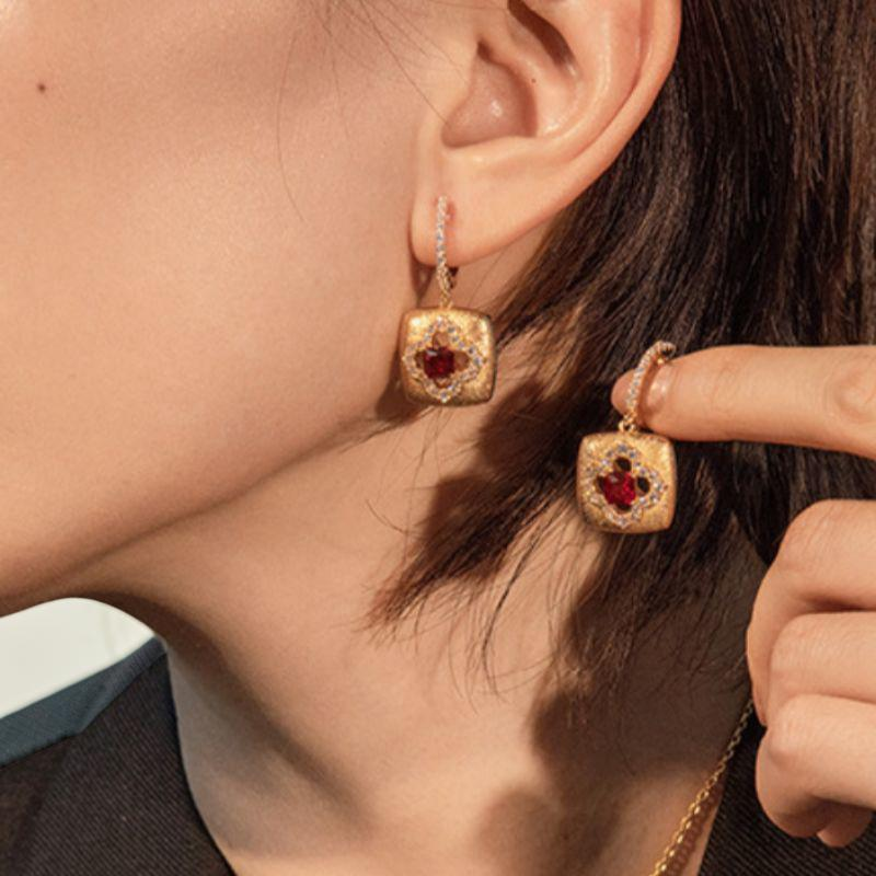 ATELIER-TIBET – Boucles d'Oreilles Cornaline – Chance Florale, Argent Plaqué Or