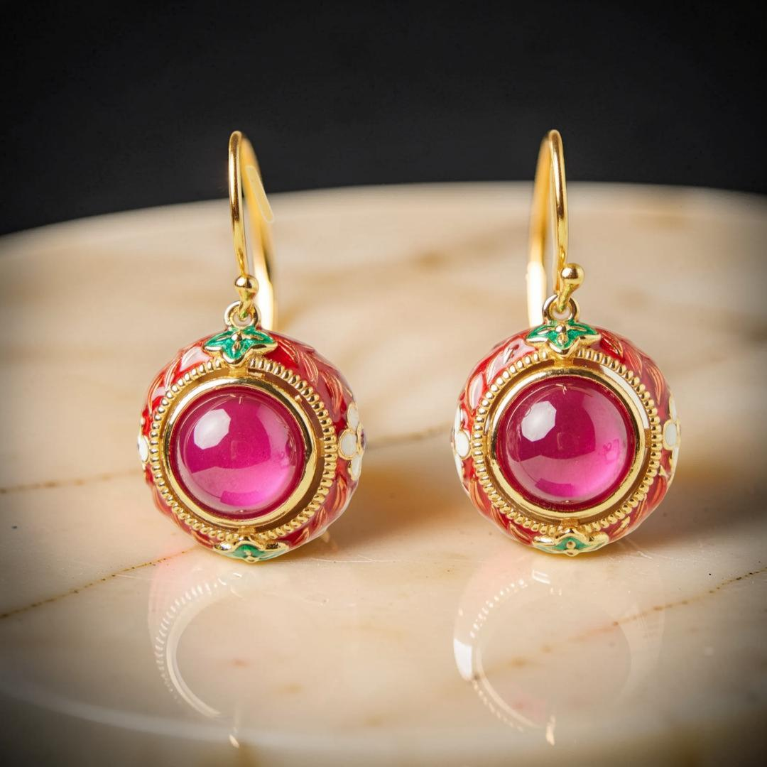 ATELIER-TIBET – Boucles d'Oreilles Cornaline – Énergie Florale, Argent Plaqué Or