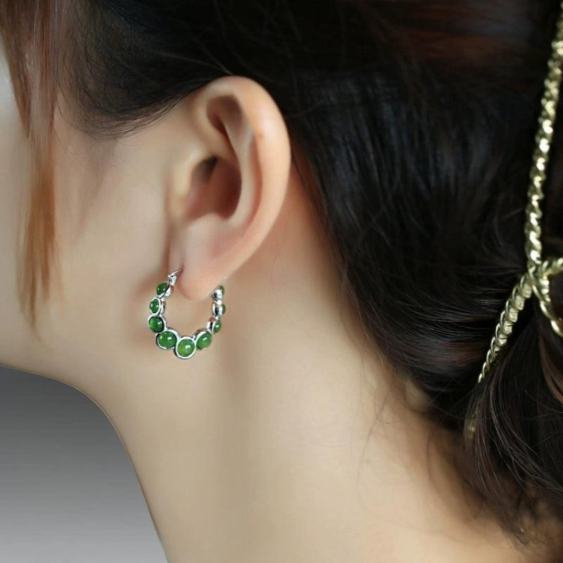 ATELIER-TIBET – Boucles d'Oreilles Jade – Danse Verdoyante, Argent