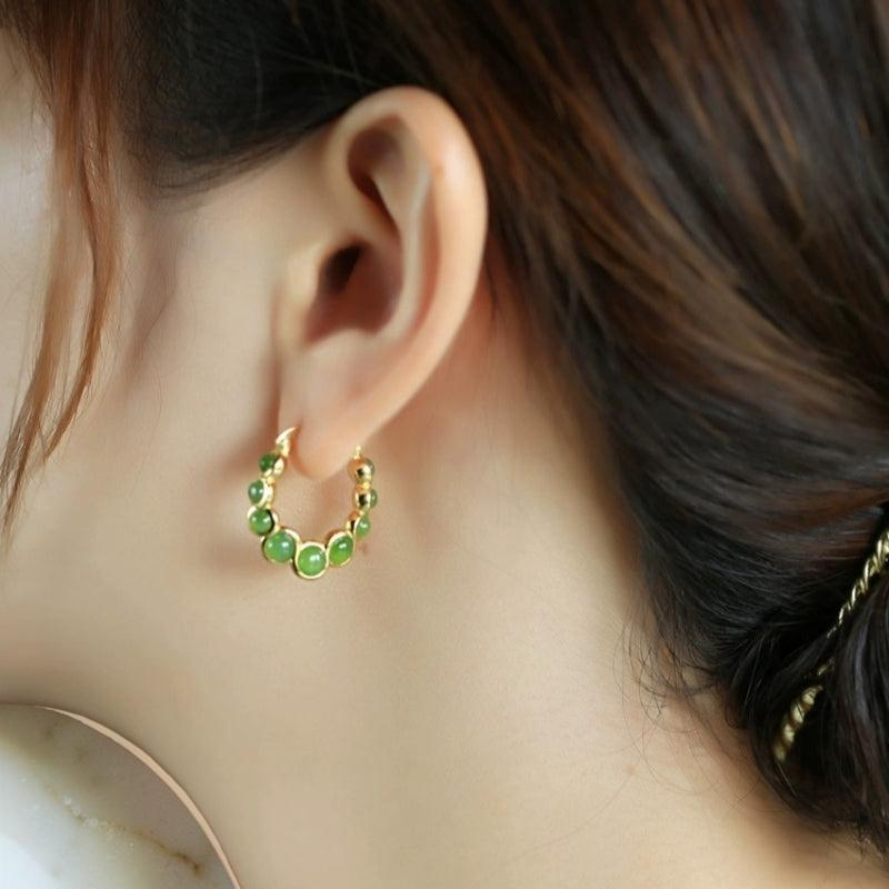 ATELIER-TIBET – Boucles d'Oreilles Jade – Danse Verdoyante, Argent