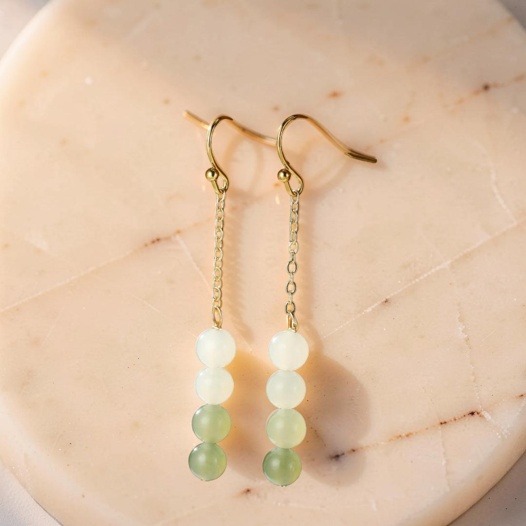 ATELIER-TIBET – Boucles d'Oreilles Jade – Mélodie des Verts