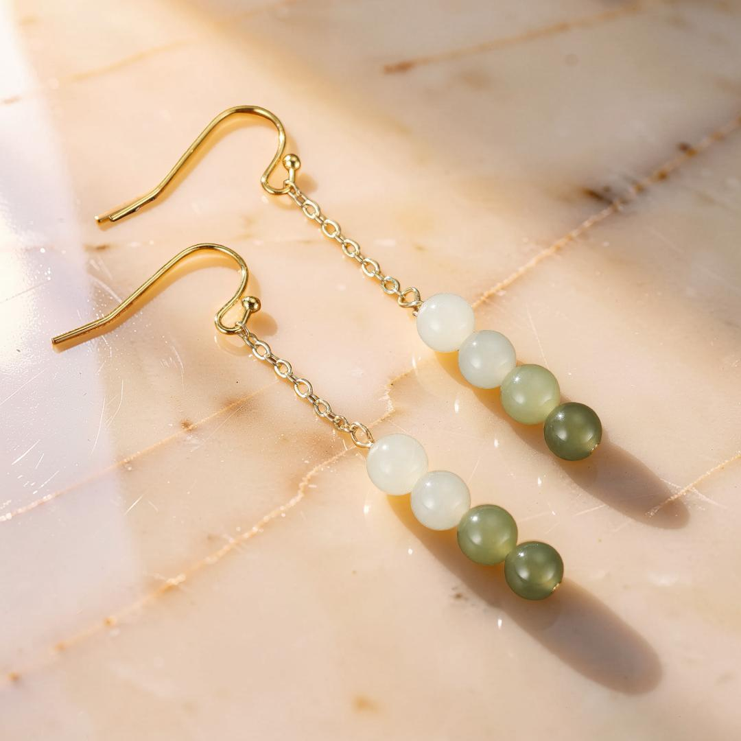 ATELIER-TIBET – Boucles d'Oreilles Jade – Mélodie des Verts