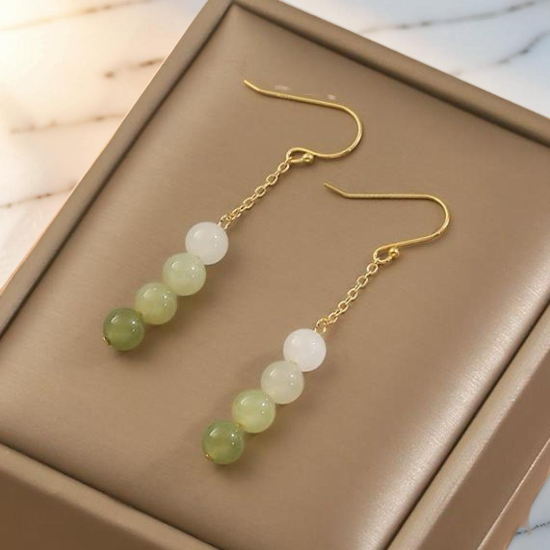 ATELIER-TIBET – Boucles d'Oreilles Jade – Mélodie des Verts