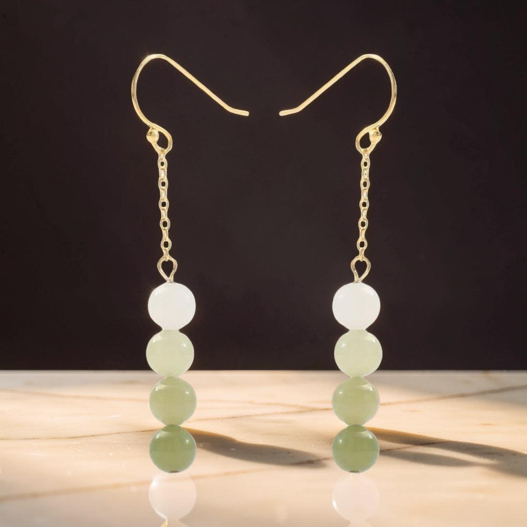 ATELIER-TIBET – Boucles d'Oreilles Jade – Mélodie des Verts