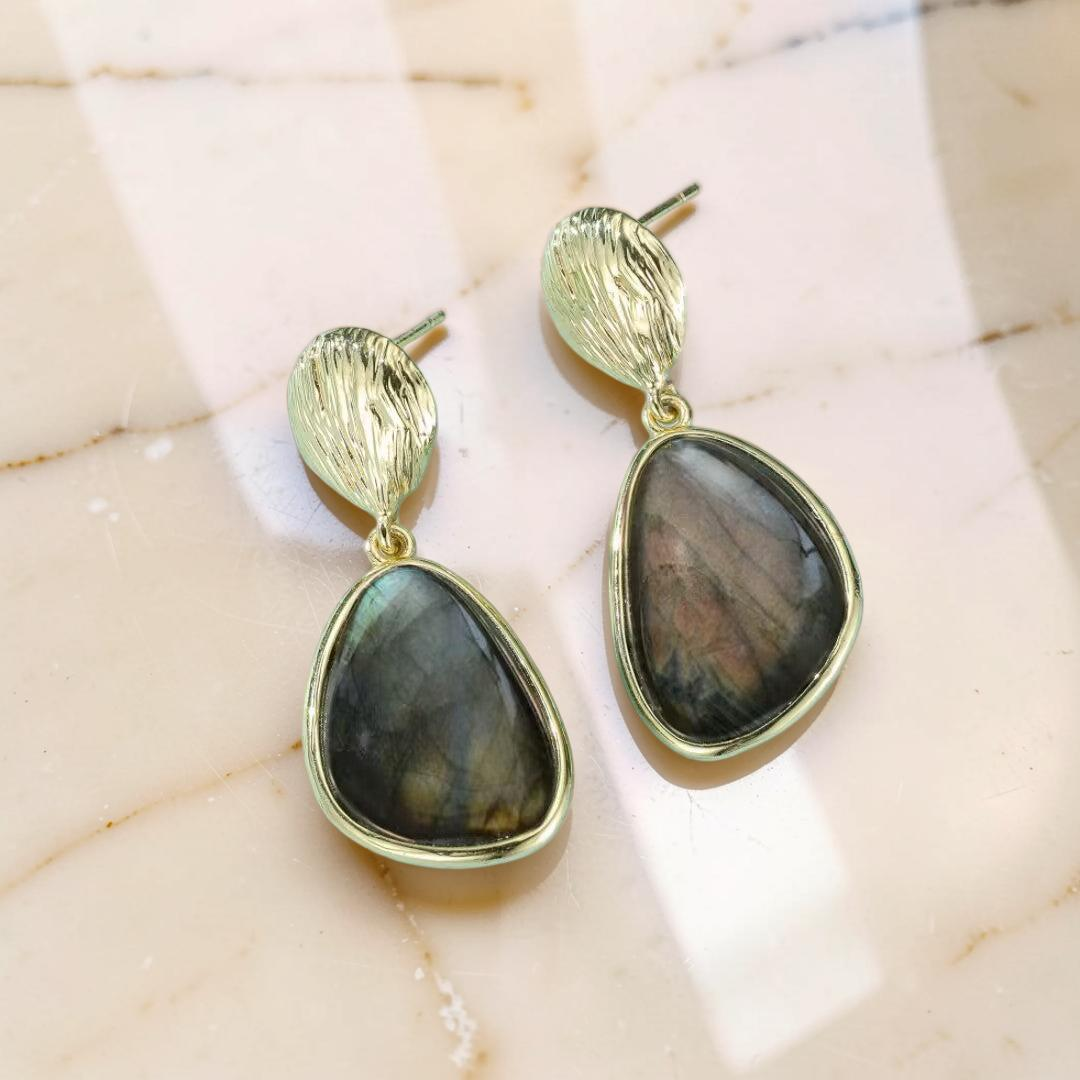 ATELIER-TIBET – Boucles d'Oreilles Labradorite – Souffle de la Terre