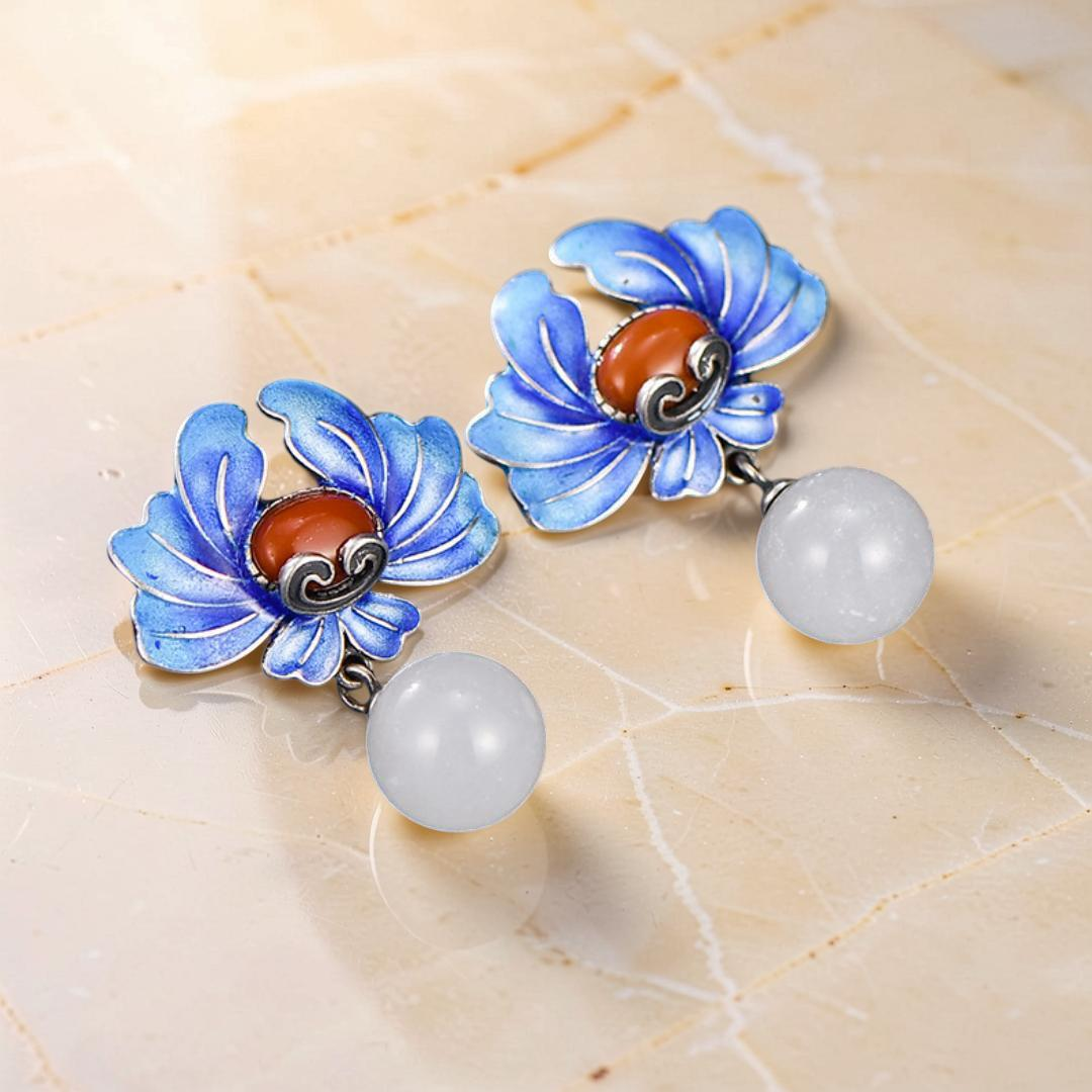 ATELIER-TIBET – Boucles d'Oreilles Lotus – Beauté de Vintage, Argent 925