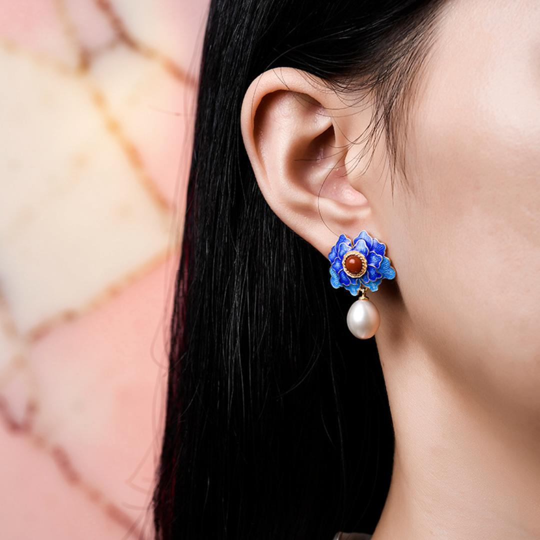ATELIER-TIBET – Boucles d'Oreilles Lotus – Beauté de Vintage, Argent 925