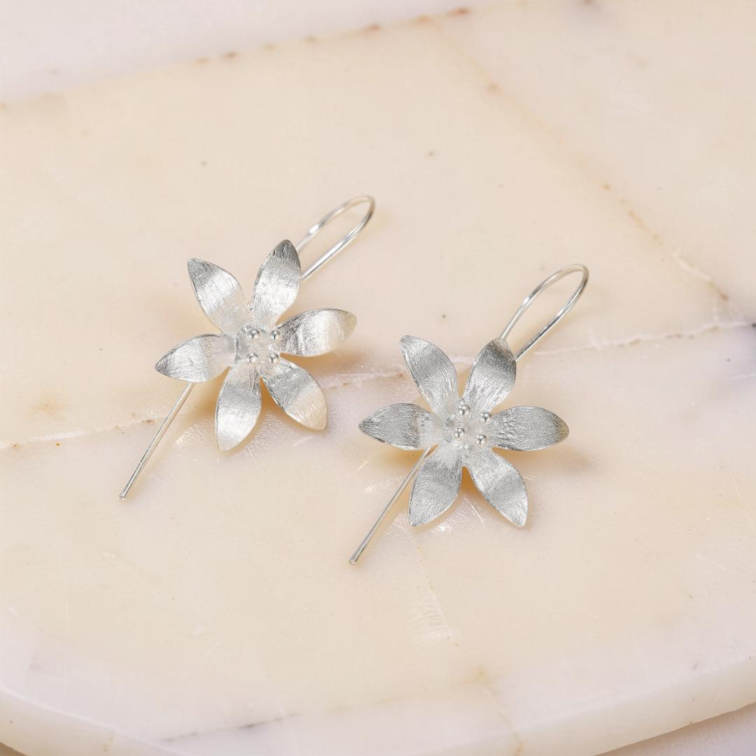 ATELIER-TIBET – Boucles d'Oreilles - Lotus Éclos, Argent