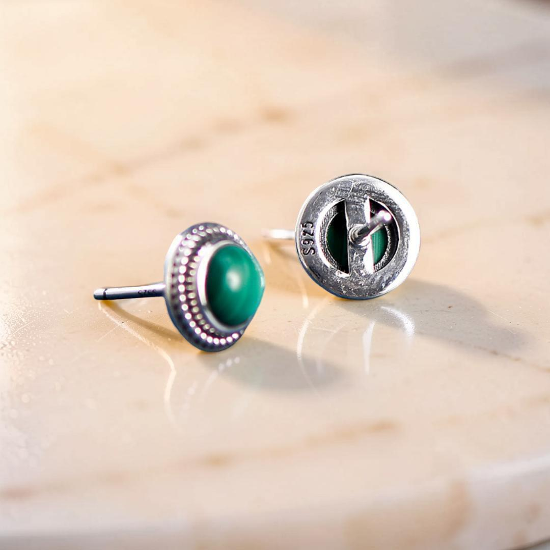 ATELIER-TIBET – Boucles d'Oreilles Malachite ou Lapis Lazuli – Croissance, Argent 925