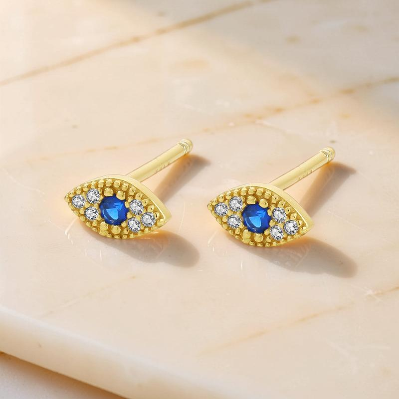 ATELIER-TIBET – Boucles d'Oreilles Mauvais Œil – Pureté Mystique, Argent Plaqué Or