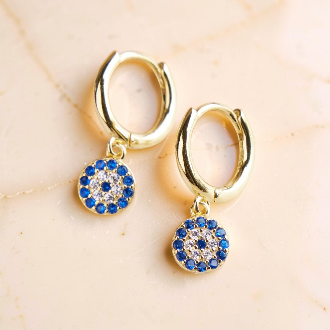 ATELIER-TIBET – Boucles d'Oreilles Mauvais Œil – Regard, Argent Plaqué Or